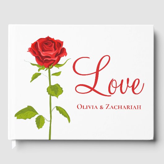 Blume Hochzeitsfeier mit floraler Rote Rose Brautp Gästebuch (Vorderseite)