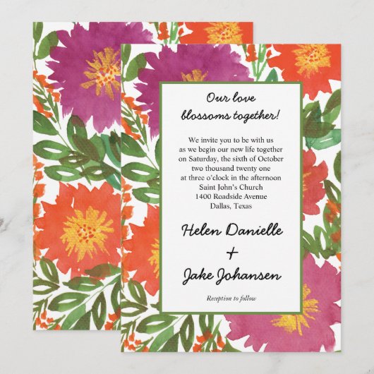 Blume Hochzeitsfeiern Einladung (Vorne/Hinten)