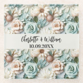 Blume Hochzeitsfeiern Glasuntersetzer (Vorderseite)