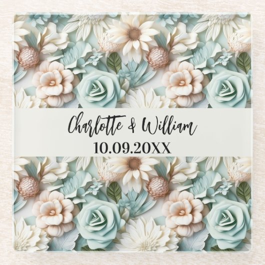 Blume Hochzeitsfeiern Glasuntersetzer (Vorderseite)