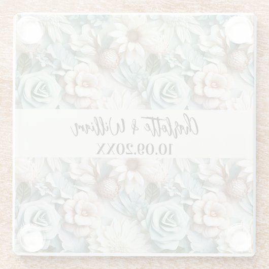 Blume Hochzeitsfeiern Glasuntersetzer (Rückseite)