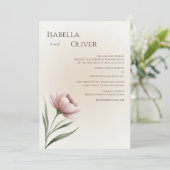 Blume Hochzeitsfeiern im Minimalistischen Single Einladung (Stehend Vorderseite)