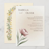 Blume Hochzeitsfeiern im Minimalistischen Single Einladung (Vorne/Hinten)