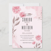 Blume Hochzeitsfeiern in Rosa Einladung (Vorderseite)