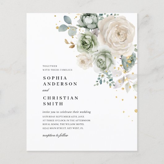 Blume Hochzeitsinvik für das Budget (Vorderseite)