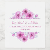 Blume Hochzeitsmarkierungen in Aquarellfarbe Weinetikett (Einzelnes Label)
