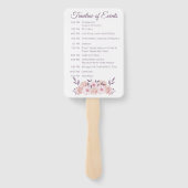 Blume-Hochzeitsprogramm für Aquarell-Rosa Fächer (Rückseite)