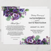 Blume Hochzeitsprogramm für Wasserfarben (Vorne/Hinten)