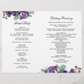 Blume Hochzeitsprogramm für Wasserfarben (Rückseite)