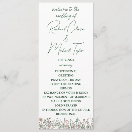 Blume Hochzeitsprogramm Programm (Vorderseite)