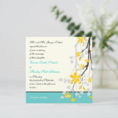 Blume Hochzeitsreise in Türkis Einladung (Stehend Vorderseite)