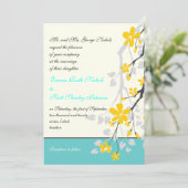 Blume Hochzeitsreise in Türkis Einladung (Stehend Vorderseite)