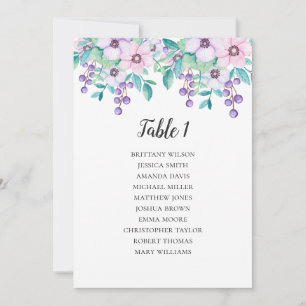Blume Hochzeitssitzkarte. Blumenplan Einladung