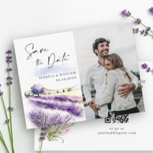 Blume-Hochzeitsszittel für Wasserfarben-Lavendel Save The Date
