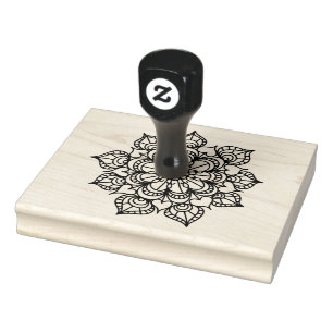 Blume Holzgriff, Linie Art, 4" x 5" Briefmarke Gummistempel