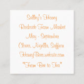 Blume-Honey-Visitenkarte für Wasserfarben Quadratische Visitenkarte (Rückseite)