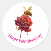 Blume & Honig Happy Valentine's Day anpassbar Runder Aufkleber (Vorderseite)