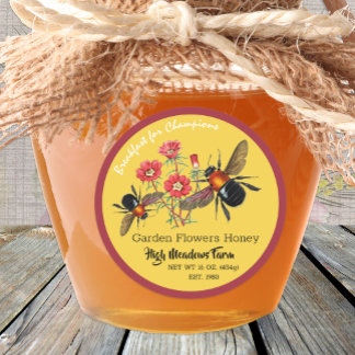 Blume Honigaufkleber, Biene, Vintag Runder Aufkleber