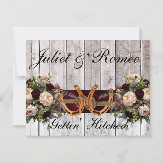 Blume & Horseshoes Burgundy Ribbon Wedding (Vorderseite)