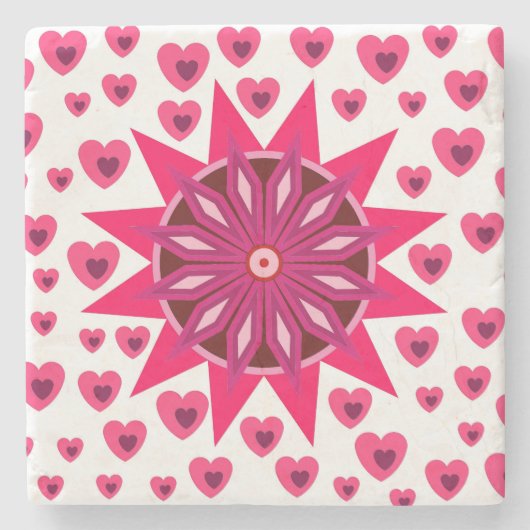 BLUME HÖRT ROTE LIEBE VALENTINE GIFT STONE KÜSTE STEINUNTERSETZER (Vorderseite)