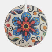 Blume hübsche Folklore Ornament Aus Glas (Vorderseite)