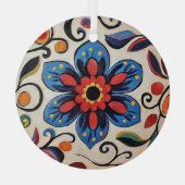 Blume hübsche Folklore Ornament Aus Glas (Rückseite)