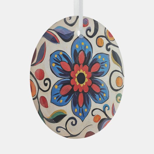 Blume hübsche Folklore Ornament Aus Glas (Vorderseite Rechts)