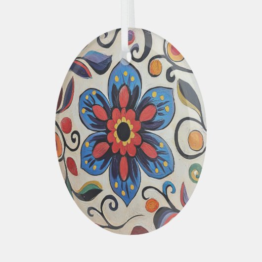 Blume hübsche Folklore Ornament Aus Glas (Vorderseite links)