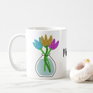 Blume hübscher Glitzer Personalisiert Kaffeetasse