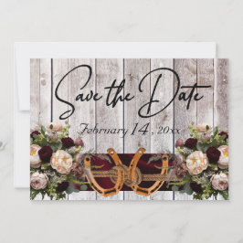 Blume & Hufeisen, Burgund-Ribbon-Hochzeit Save The Date