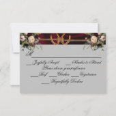 Blume & Hufeisen, Burgund Ribbon RSVP Karte (Rückseite)