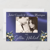 Blume & Hufeisen, Hochzeiten mit blauen Ribbon Save The Date (Rückseite)