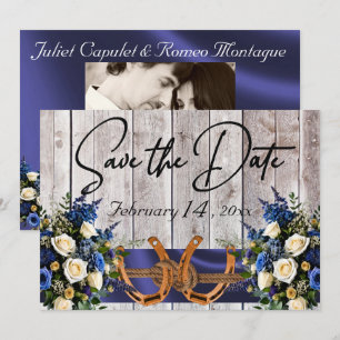 Blume & Hufeisen, Hochzeiten mit blauen Ribbon Save The Date