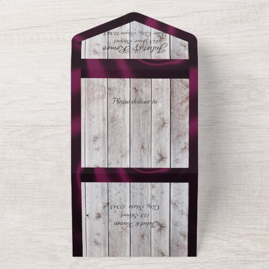 Blume & Hufeisen, Lila Band All In One Einladung (Außenbereich)