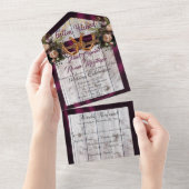 Blume & Hufeisen, Lila Band All In One Einladung (Abreißen)