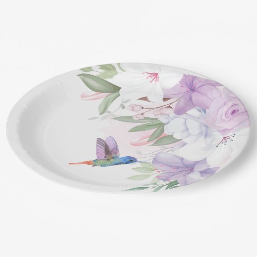 Blume Hummingbird Bird Dank Pappteller (Schrägansicht)