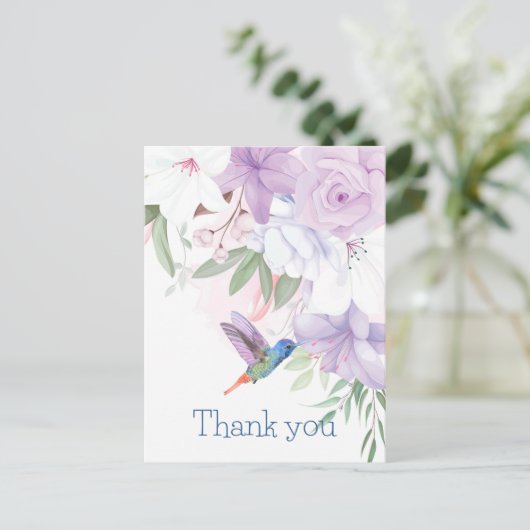 Blume Hummingbird Bird Dank Postkarte (Stehend Vorderseite)