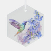 Blume Hummingbird Bird Ornament Aus Glas (Rückseite)