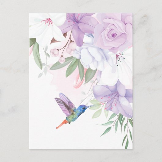 Blume Hummingbird Bird Postkarte (Vorderseite)