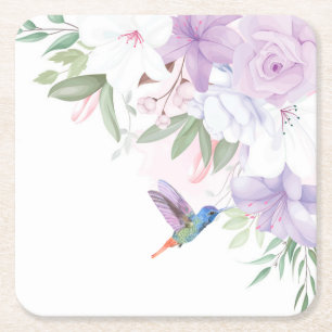 Blume Hummingbird Bird Rechteckiger Pappuntersetzer