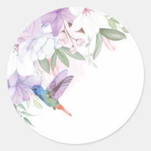 Blume Hummingbird Bird Runder Aufkleber