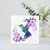 Blume Hummingbird Blank Card Einladung (Stehend Vorderseite)