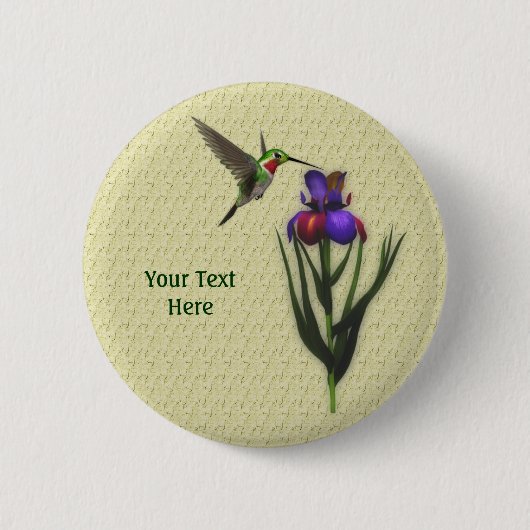 Blume Hummingbird Iris Button (Vorderseite)