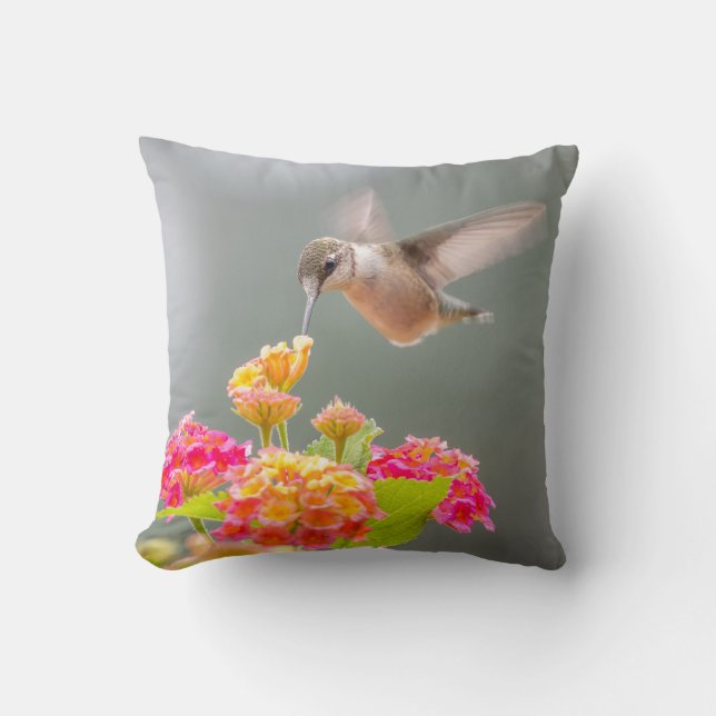 Blume Hummingbird Kissen (Vorderseite)