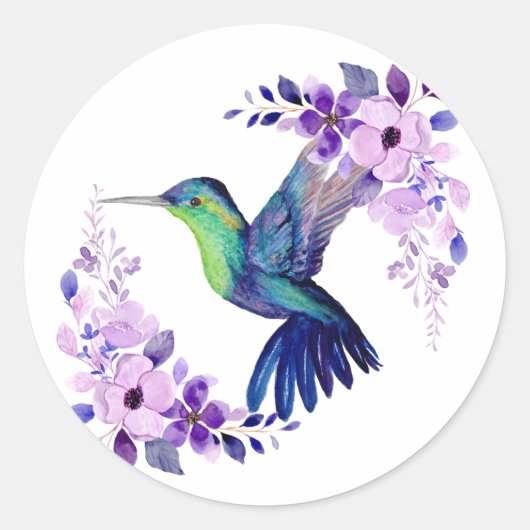 Blume Hummingbird Runder Aufkleber (Vorderseite)