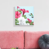 Blume Hummingbird und Petunia Leinwanddruck (Insitu (Wohnzimmer))