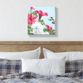 Blume Hummingbird und Petunia Leinwanddruck (Insitu (Schlafzimmer))