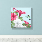 Blume Hummingbird und Petunia Leinwanddruck (Insitu (Holzboden))
