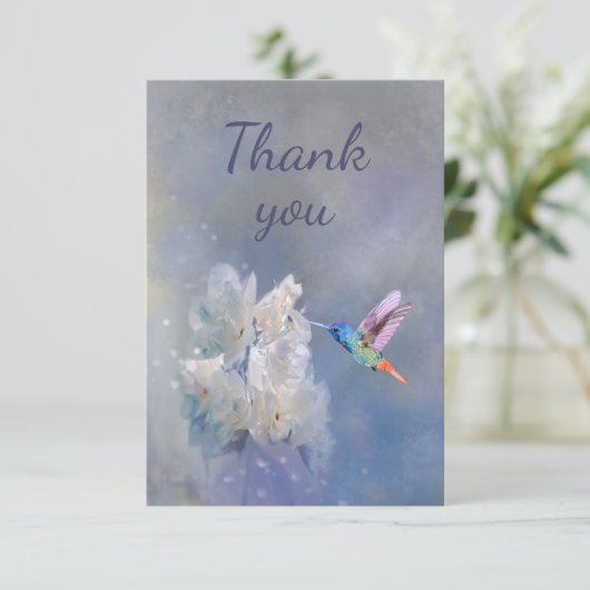 Blume Hummingbird und Weißgarten Dankeskarte (Stehend Vorderseite)
