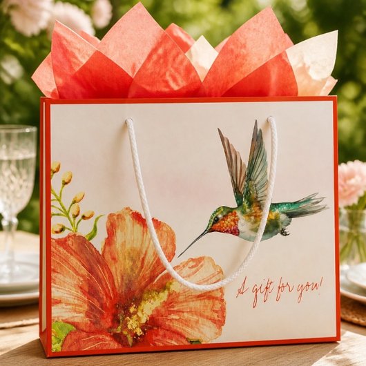 Blume Hummingvogel und Hibiskus Große Geschenktüte